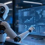 AI-powered autonomous system analyzing global supply chain data on a digital dashboard